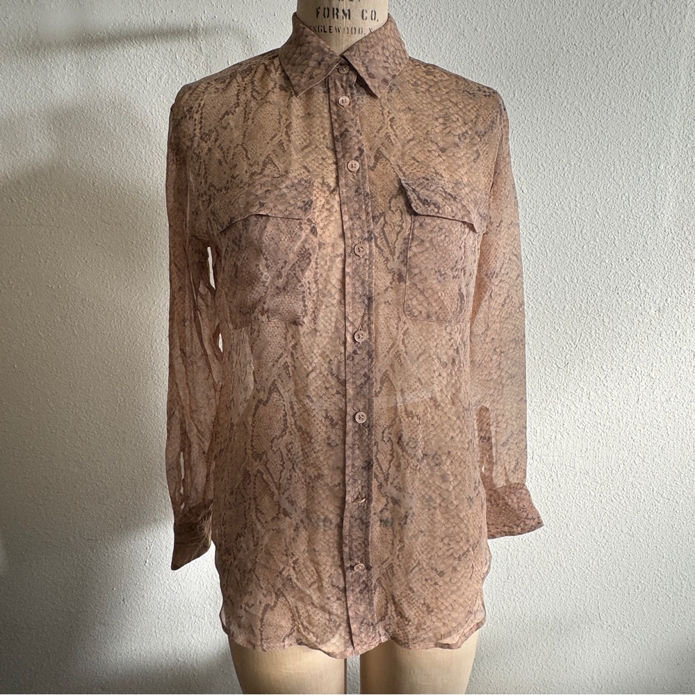 Equipment silk sheer snakeskin shirt size S
